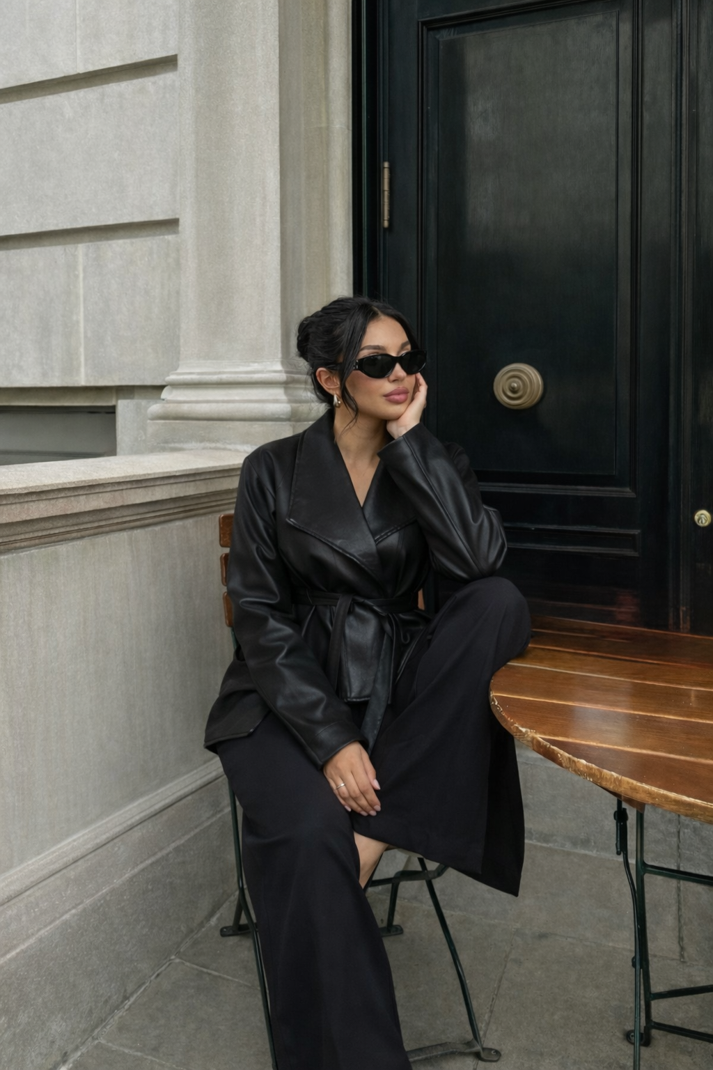 Veste ceinturée - Noire  - 2