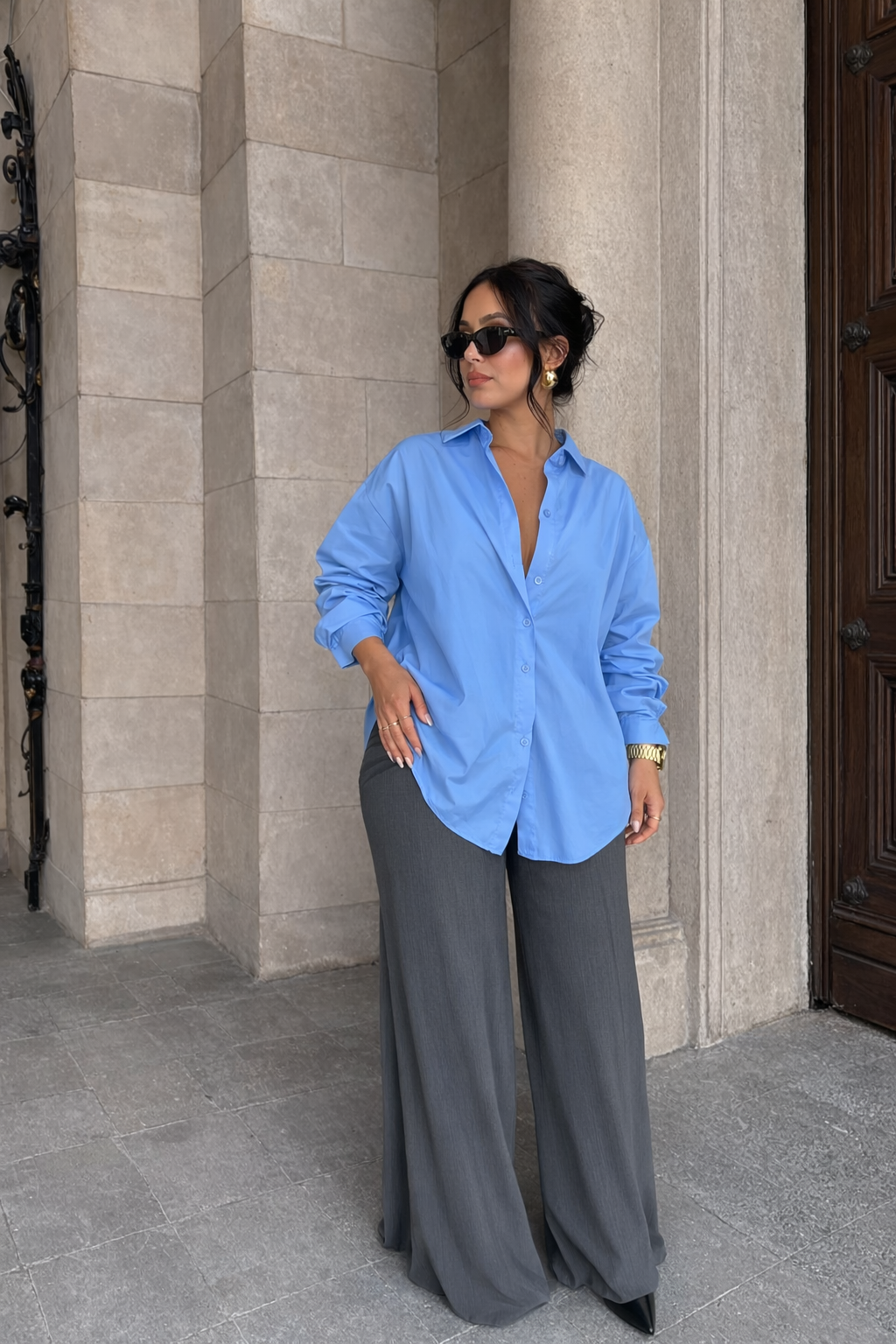 Chemise basique - Bleue