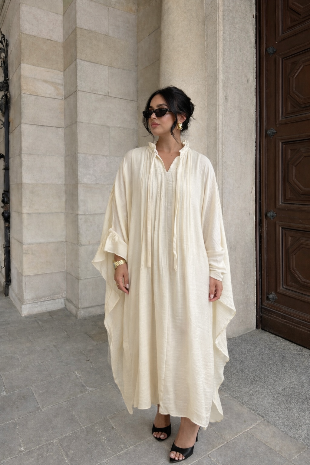 Robe longue fluide - Beige  — 1