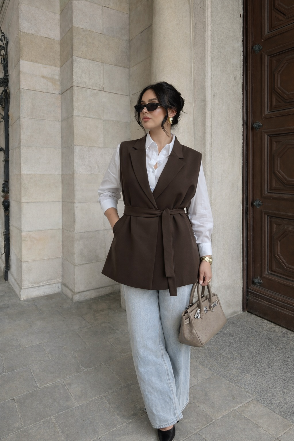 Blazer sans manches - Marron 