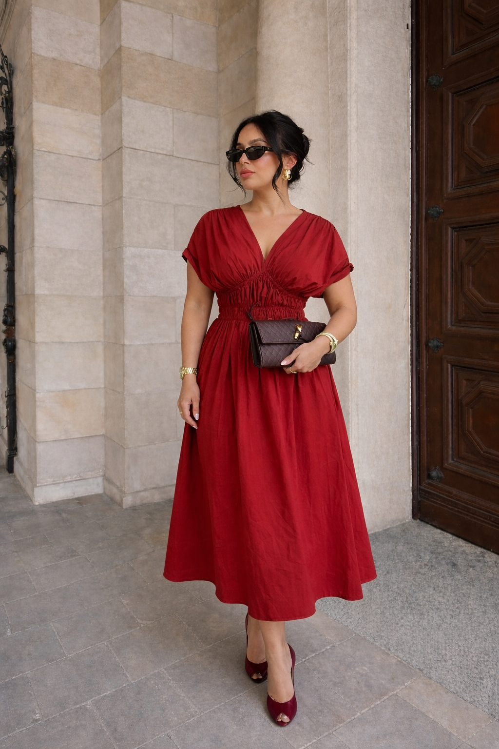 Robe midi - Rouge 