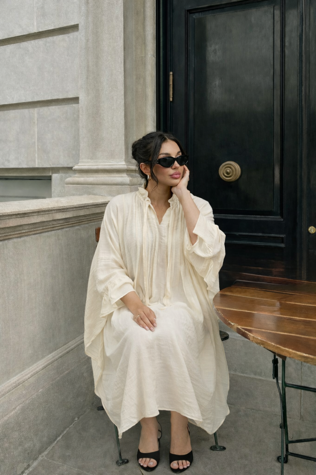 Robe longue fluide - Beige  — 2