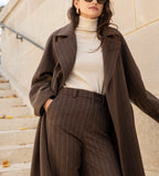 Manteau ceinturé marron coffee en laine
