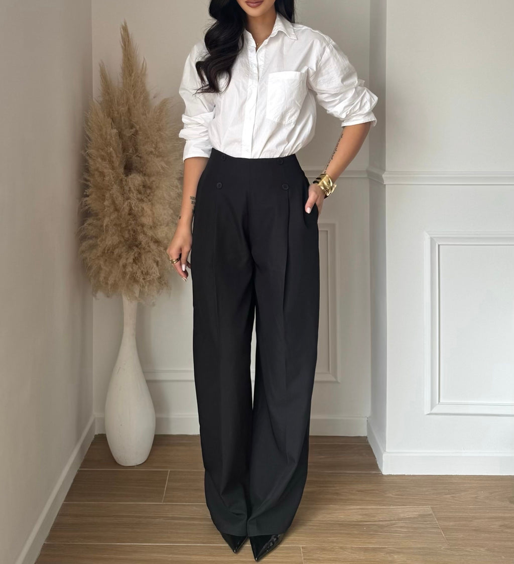 Pantalon à boutons- Noir