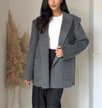 Manteau Blazer Ceinturé en Cachemire – Gris