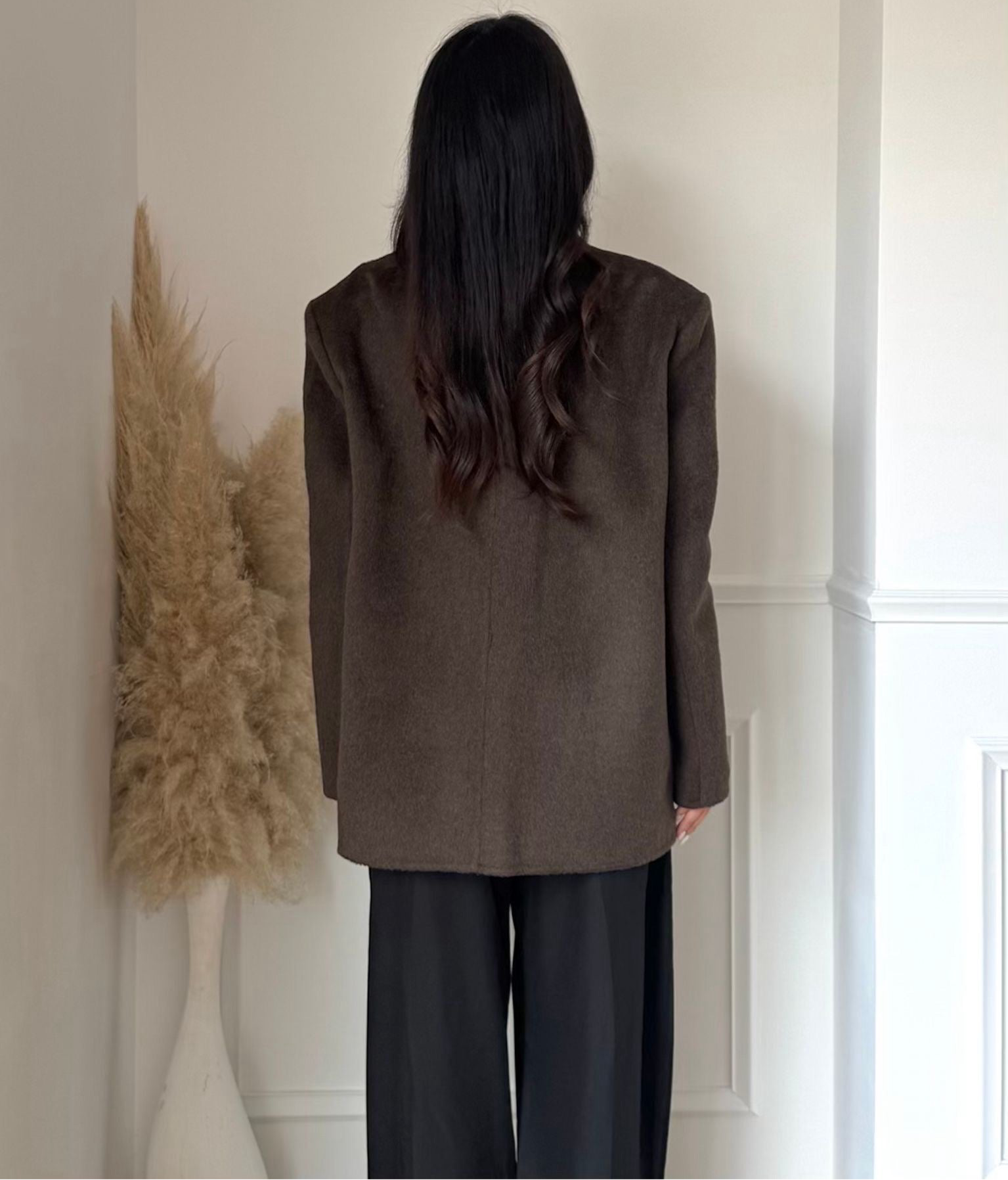 Manteau Blazer Ceinturé en Cachemire – Marron