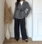 Manteau Blazer Ceinturé en Cachemire – Gris