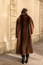 Manteau long en fausse fourrure Coffee/Black